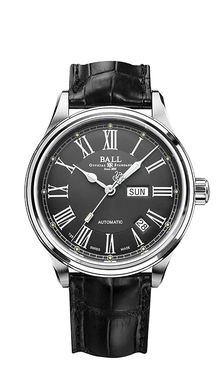 Ball Trainmaster Heritage Louisville & Indiana Automatic White Dial Men's Watch NM1052D-L1J-WH, Automatic Movement, Leather Strap, 40 mm Case in Blue